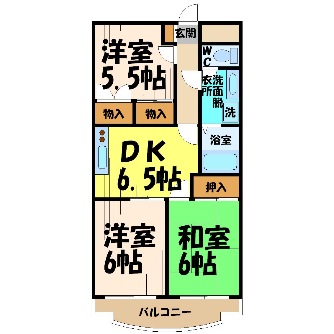 ドミールシャルマン 206号室 間取り