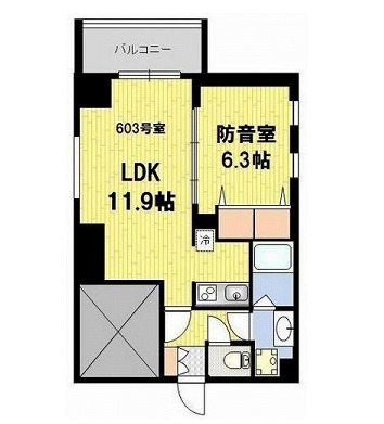 新宿区早稲田鶴巻町楽器可(防音・グランドピアノ・弦・管楽器・声楽)マンション 間取り