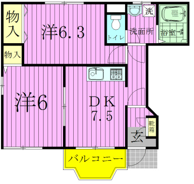 バーズアイヒルズⅡ 101号室 間取り