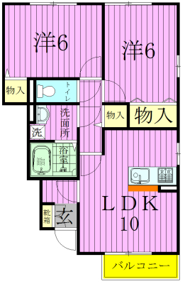グランモアＡ 102号室 間取り