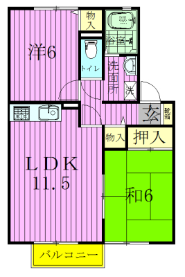 グリーンテリア第7 102号室 間取り