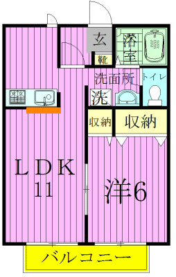 シャンス Ａ101号室 間取り