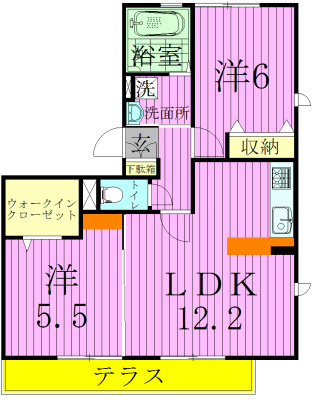 パラシオンA 101号室 間取り