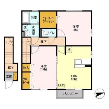 グランモアB 202号室 間取り