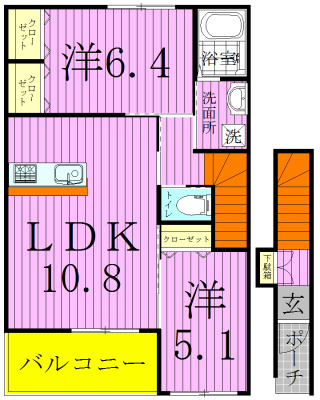ＪＩＲＯＥＭＯＮ　Ⅱ 201号室 間取り