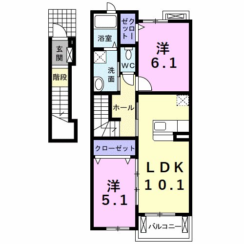 ヴィラージュ乙川 202号室 間取り