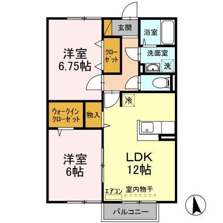 コモド八ヶ崎B 202号室 間取り