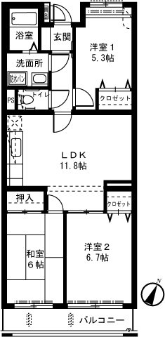 ライネスハイムⅡ 202号室 間取り