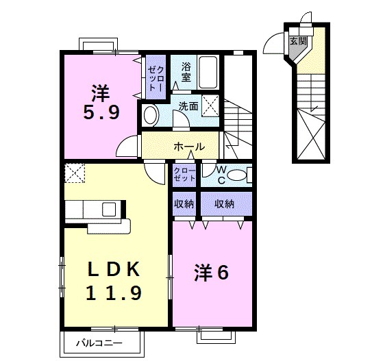 メゾンドラパンⅡ 205号室 間取り