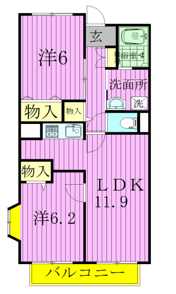 ドルチェ小金原 206号室 間取り