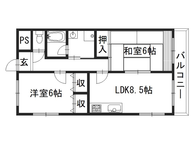 エクセル清涼 505号室 間取り