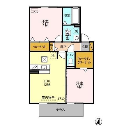 セブンオークスA 102号室 間取り