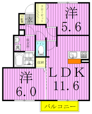 ＧＬＡＤ上本郷Ａ 102号室 間取り