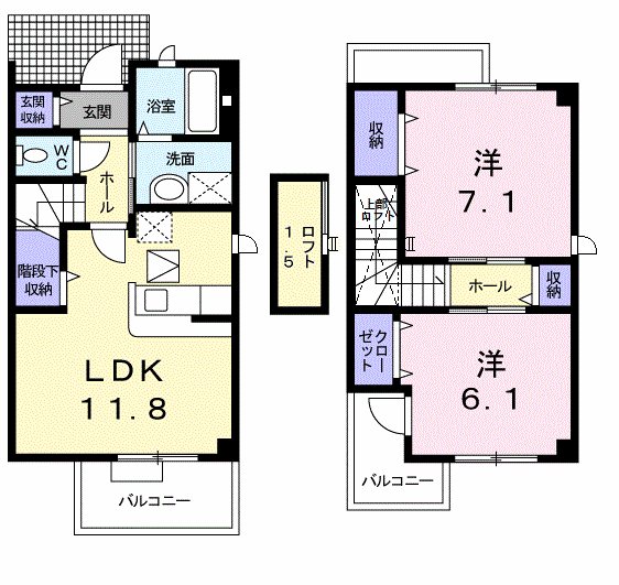 グランデカメリア山の手Ⅱ 101号室 間取り