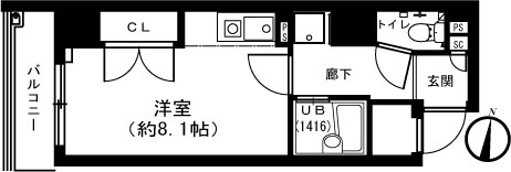 ＪＰ&rsquo;ｓＹＯＫＯＨＡＭＡ 601号室 間取り