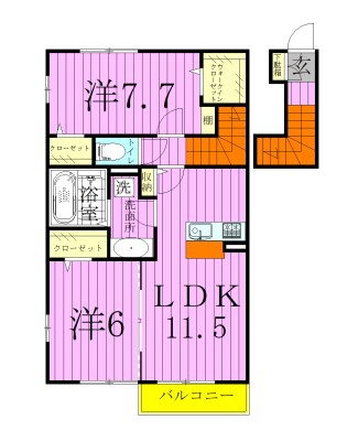 サンハイムふじＢ棟 203号室 間取り