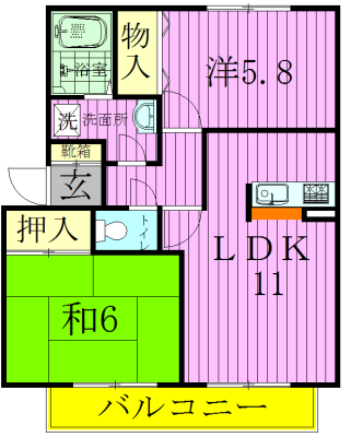 シャンス Ｅ102号室 間取り