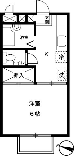 エクレール国立 205号室 間取り