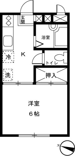 エクレール国立 205号室 間取り