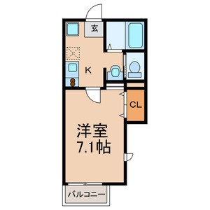 キャメル松戸Ⅱ　Ａ 105号室 間取り