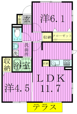 ＧＬＡＤ上本郷　Ｂ 101号室 間取り