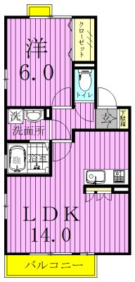 オベルジーヌB 201号室 間取り