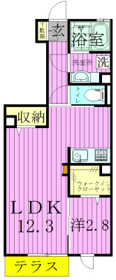 サン・デボーテ 103号室 間取り