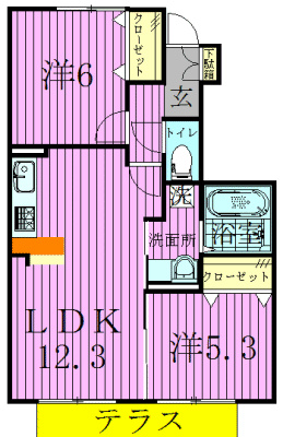 イーグレットB 102号室 間取り