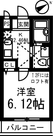 フォセット 201号室 間取り