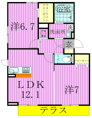 ルーエB 102号室 間取り