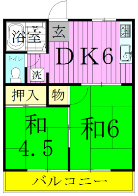 アローハイツＢ棟 201号室 間取り