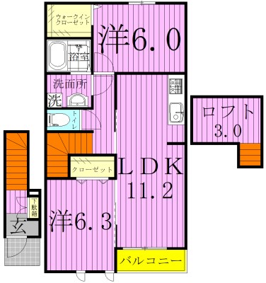 グラシオッソⅡ 202号室 間取り