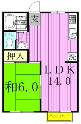 アメリカンハイツＤ 102号室 間取り