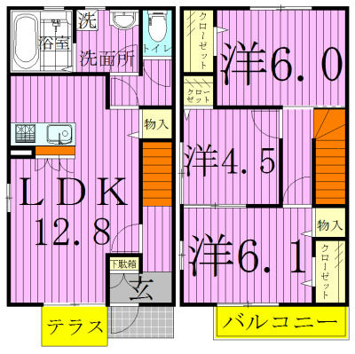 コリーヌ　Ａ棟　 101号室 間取り