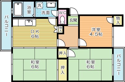 富士見サンハイツ 405号室 間取り