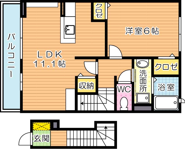 グランジュテ 202号室 間取り