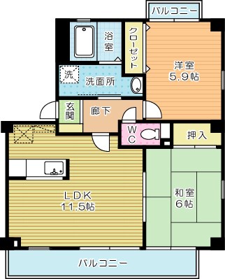 フォブール徳力  201号室 間取り