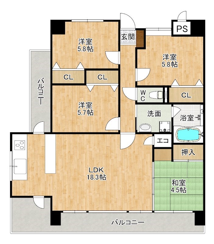 ニューガイア四季彩の丘　Ａ棟 間取り図