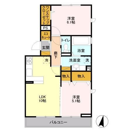 プレミールA 201号室 間取り