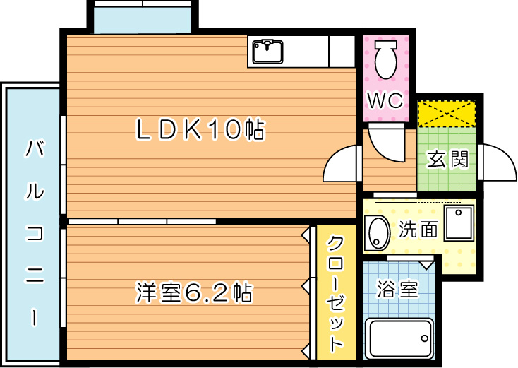 FORTUNATE砂津(フォーチネイト砂津)  305号室 間取り