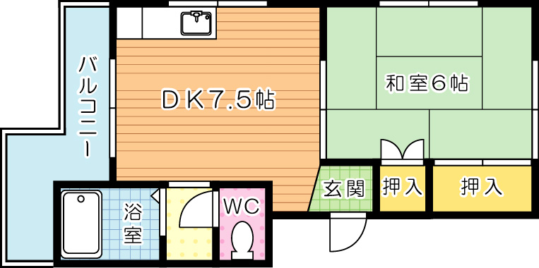 パークハイツ三萩野 201号室 間取り