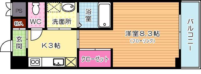 プリーモ天神 306号室 間取り