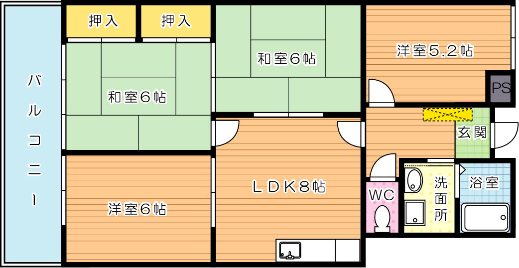 サンシティ三萩野 206号室 間取り