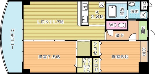 メゾンド・ファミーユ門司港 502号室 間取り