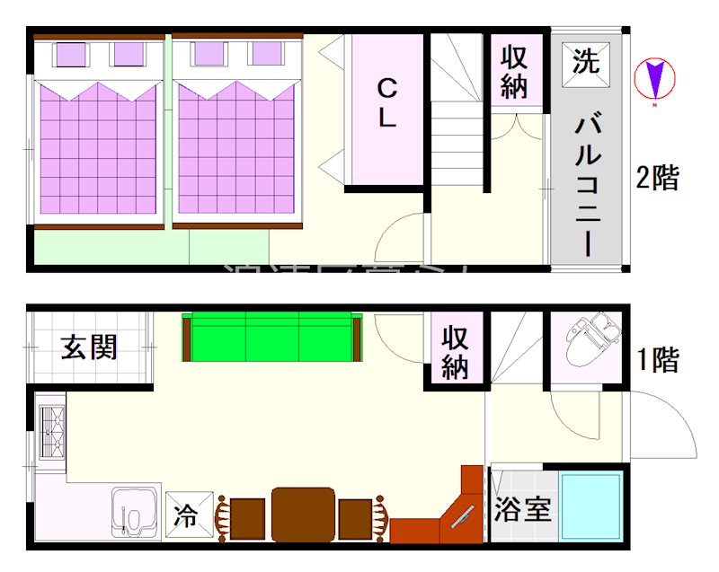 恵美須西貸家　南側 間取り