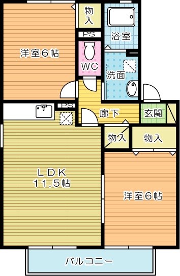 グランシャリオＳ　Ａ棟 202号室 間取り