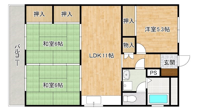 ヴィザージュ南小倉 103号室 間取り