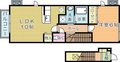 ベルムーン　Ａ棟 202号室 間取り
