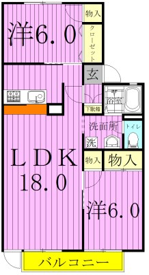 コーポリンクル　Ｂ棟 102号室 間取り