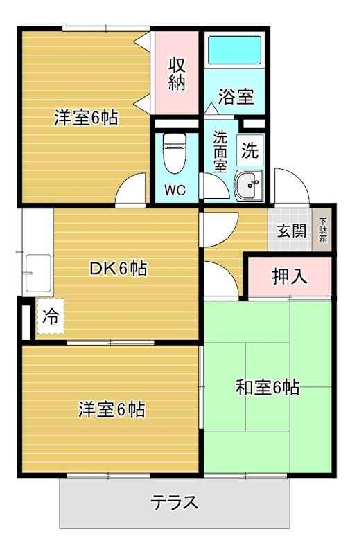 ハイカムール葛原 102号室 間取り